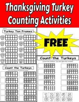 Preview of Turkey Counting Activities | Thanksgiving Turkey No-Prep Math Worksheets