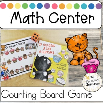 Preview of Cat and Cupcake Board Game | Math Center | Preschool | Kindergarten