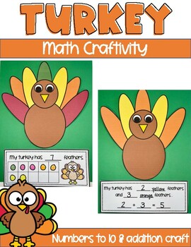 Preview of Thanksgiving Turkey Math Craft | Numbers to 10 and Addition