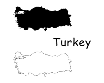 Preview of Turkey Country Map - Black & White, Solid & Outline Maps JPG SVG PNG PDF EPS AI
