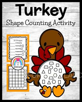 Preview of Turkey Craft: Shape Counting, Graphing Activities for Kindergarten Thanksgiving