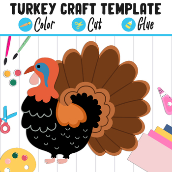 Preview of Turkey Craft Template: Perfect Thanksgiving Activity for PreK to 2nd Grade