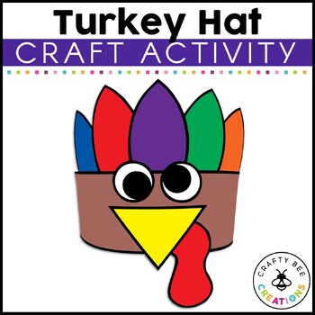 Preview of Turkey Hat Craft Thanksgiving Headband Crown Printable Template Preschool
