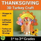 3D Turkey Craft Worksheets Cut and Paste Thanksgiving Colo