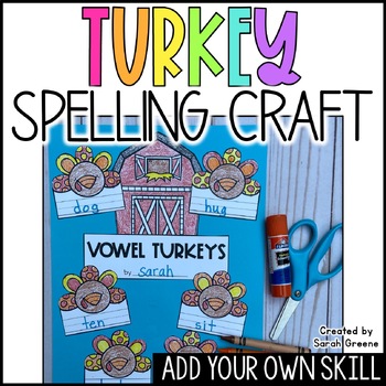 Preview of Turkey Spelling or Phonics Activity with Editable Title
