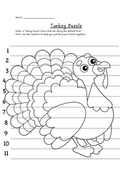 Preview of Turkey Cut-Out Puzzle