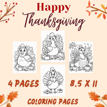 Preview of Turkey Day Delights: Thanksgiving Coloring Pages