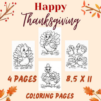 Preview of Turkey Day Delights: Thanksgiving Coloring Pages Extravaganza for Kids