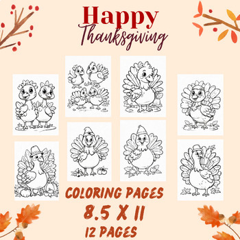 Preview of Turkey Day Delights: Thanksgiving Coloring Pages Extravaganza for Kids