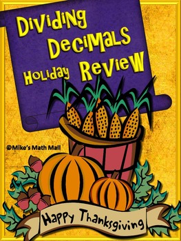 Preview of Thanksgiving Math Review - Dividing Decimals