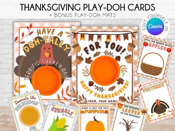 Preview of Turkey Day Play-Doh Card | Playdough Mats Kids Table | Canva Template