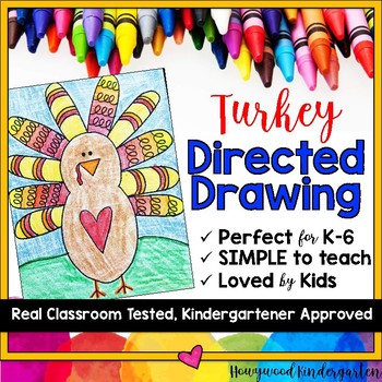Preview of Turkey Directed Drawing Art Project . Thanksgiving Craft Activity Kindergarten 