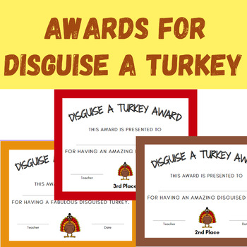 Preview of Disguise a Turkey Project Awards and Certificates