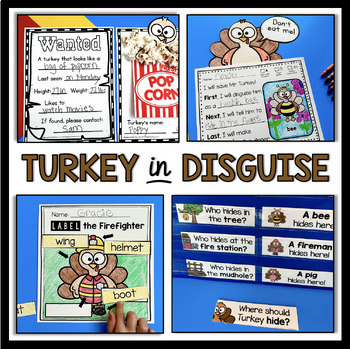 Preview of Turkey Disguise Craft Writing Prompt Thanksgiving Turkey in Trouble Disguises