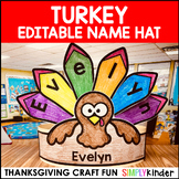 Turkey Editable Name Hat & Craft for Thanksgiving Activities