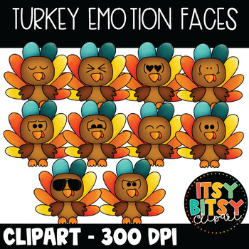 Preview of Turkey Emotion Faces Clipart for Thanksgiving