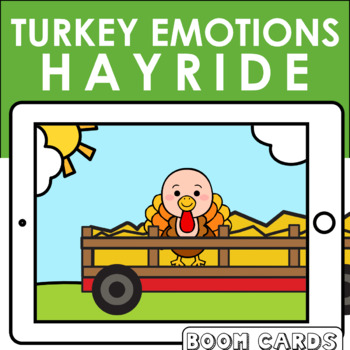 Preview of Turkey Emotions Hay Ride Boom Cards | Speech Therapy