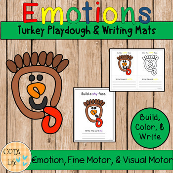 Preview of Turkey Emotions Play Dough & Writing Mats