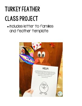 Preview of Turkey Feather Class Project Bulletin Board - Family Engagement