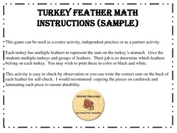 Preview of Turkey Feather Math Facts
