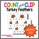 Turkey Feathers Count and Clip Cards 1-20