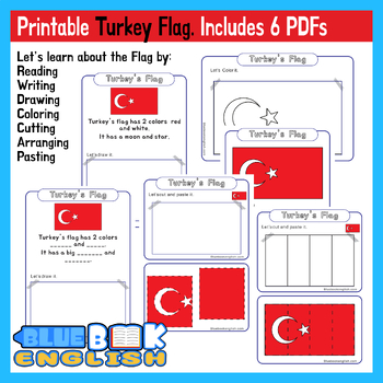 Preview of Turkey Flag Activity | Türkiye Flag Craft Differentiated (6 Pages)