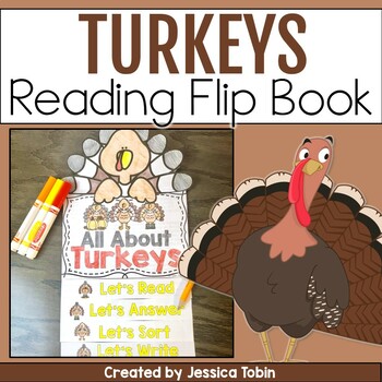 Preview of Turkey Reading Flip Book with Craft and Writing - All About Turkeys Nonfiction