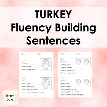 Preview of Turkey Fluency Building Sentences