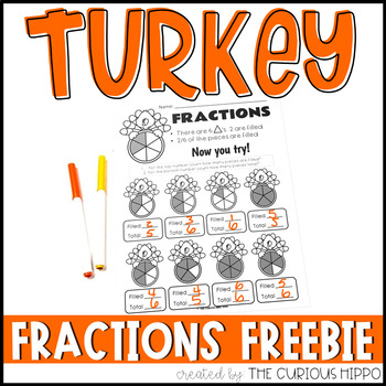 Preview of Turkey Fractions for Kids FREEBIE!