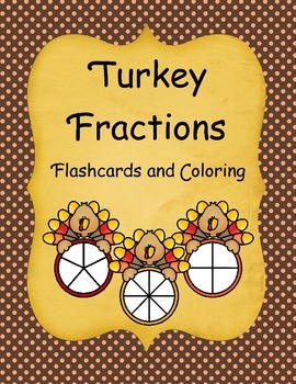 Preview of Turkey Fractions Flashcards and Coloring