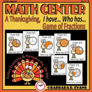 THANKSGIVING FRACTIONS ACTIVITY Fractions Math Game Thanksgiving Math ...