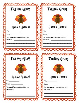 Preview of Turkey Gram! Sending positive messages to our classmates