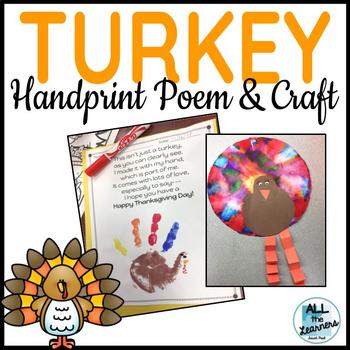 Turkey Handprint Poem & Craft by All the Learners | TPT