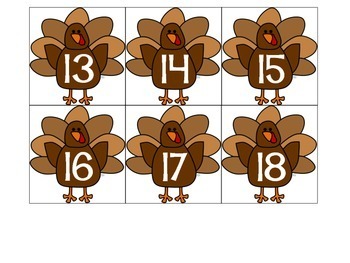 Turkey Hide and Seek Number Recognition Pocket Chart Game | TPT