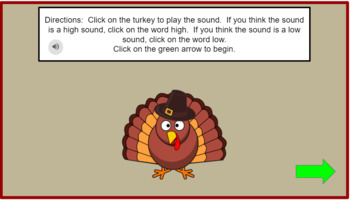 Preview of Turkey High/Low Listening Google Slides/Distance Learning