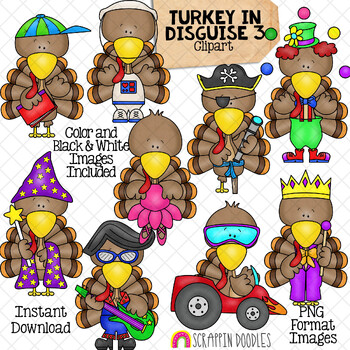 Preview of Turkey In Disguise ClipArt 3 - Turkeys in Disguises Graphics - Thanksgiving Game