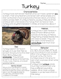 Turkey Informational Text with Comprehension Questions