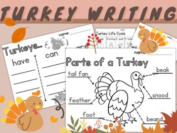 Preview of Turkey Informative Writing | Have Can Are | Label | Life Cycle | Prompt Chart