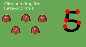 Preview of Turkey LIFE SKILLS Numbers 1-9, Thanksgiving Click and Drag Google Slide!