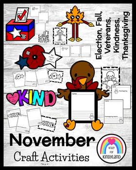 Preview of Turkey, Leaf, Kindness, Poppy, Election Ballot Box: November Craft Activities
