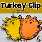 Turkey Letter and Number Clip-Fall-Thanksgiving-Fine Motor