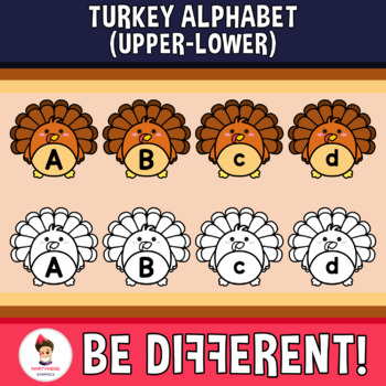 Preview of Turkey Letters Alphabet Uppercase Lowercase Thanksgiving Animal