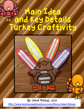 Preview of Turkey Main Idea and Key Details Craftivity