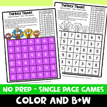 Turkey Math Games For Multiplication And Division - Fun Thanksgiving Activity