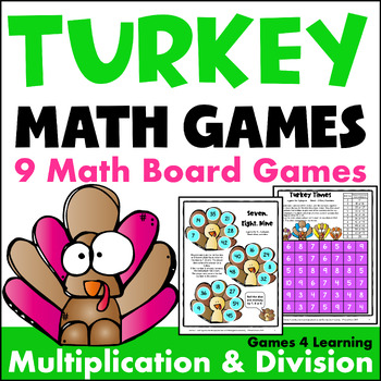 Preview of Turkey Math Games for Multiplication and Division - Fun Thanksgiving Activity