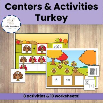 Preview of Turkey Math and Literacy Centers and Activities 