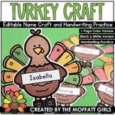 Turkey Name Craft (Editable) and Handwriting Tracing Practice 