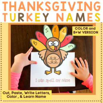 Turkey Name Learning Thanksgiving Preschool K Activity Tpt
