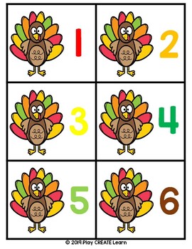 Turkey Number Identification Cards (2 sizes, color and black and white)