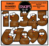 Turkey Numbers Clip Art Bundle  {Educlips Clipart}